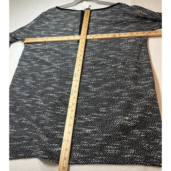 Soft Surroundings Knit Top Womens Large White Black Scoop Neck Marled Back Zip - Picture 6 of 12